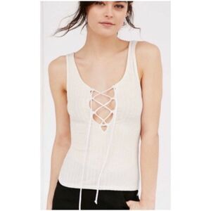 PROJECT SOCIALT Blush Pink Rubbed Lace Up Tank Top